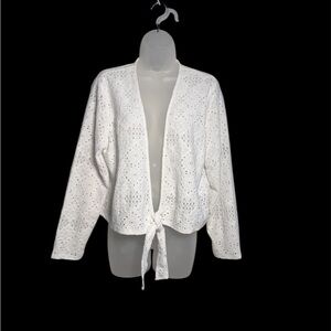 Harper White Eyelet Knit Cardigan